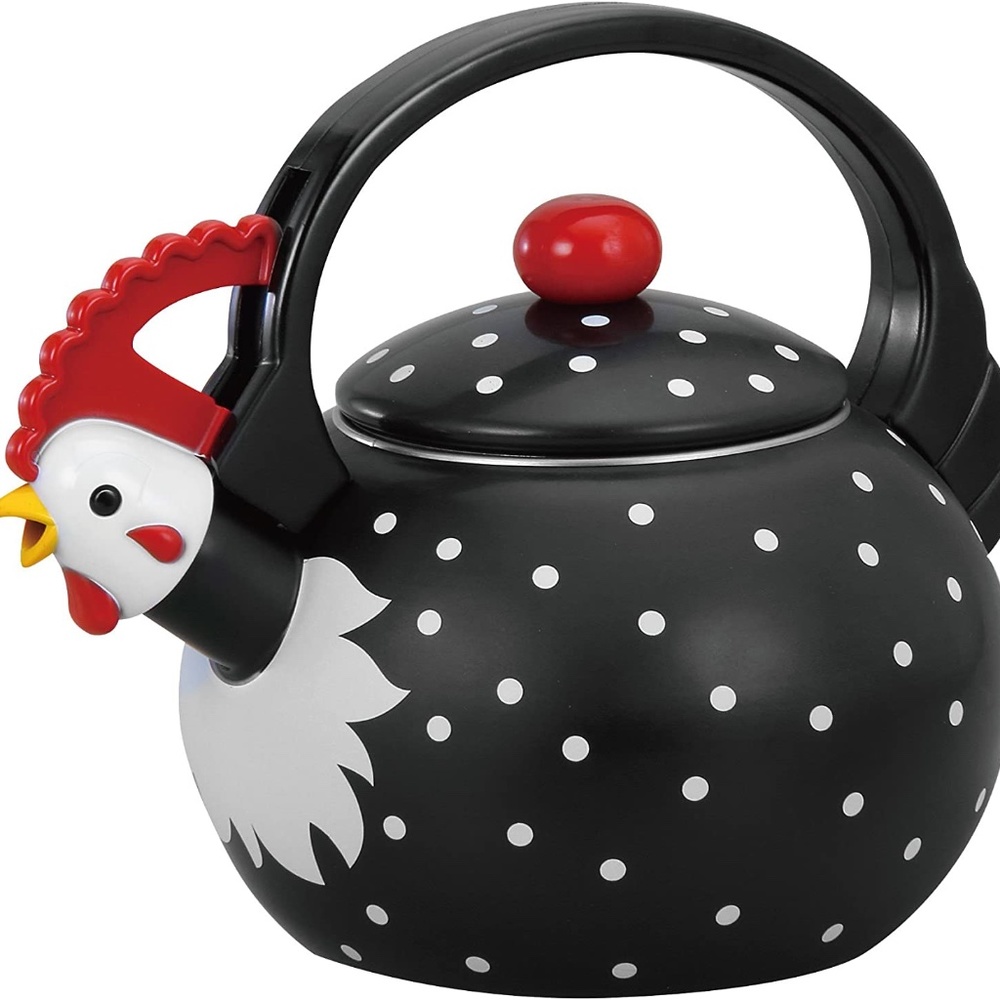 Whistling Tea Kettle for Stove Top Rooster Decor Enamel on Steel, Supreme Housew